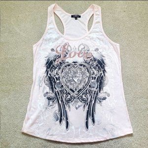 RANSOM Pink Love Glitter Racerback Tank